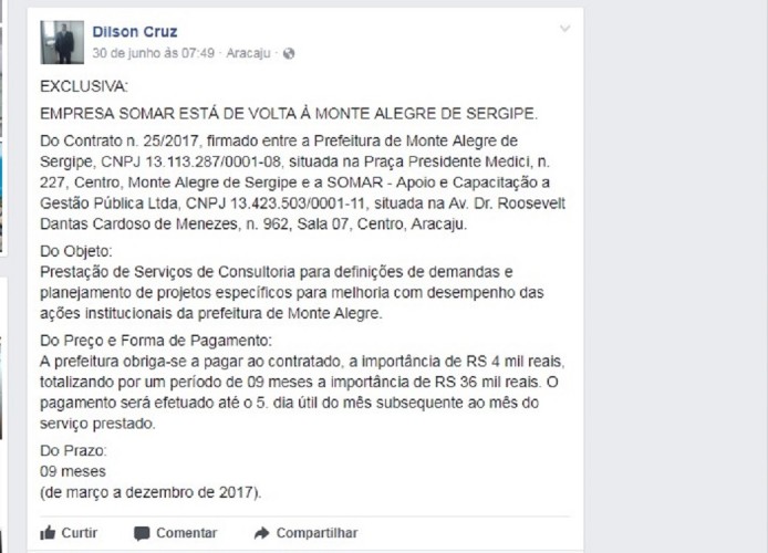 Prefeitura de Monte Alegre celebra contrato de 36 mil com empresa “SOMAR”, diz advogado